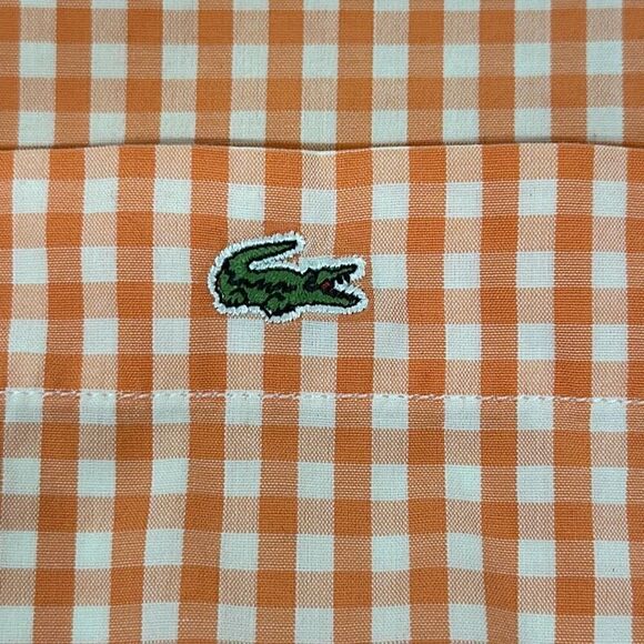 Lacoste Long Sleeve Shirt Orange Button Up Light Weight Men’s Size 42 - Picture 4 of 6